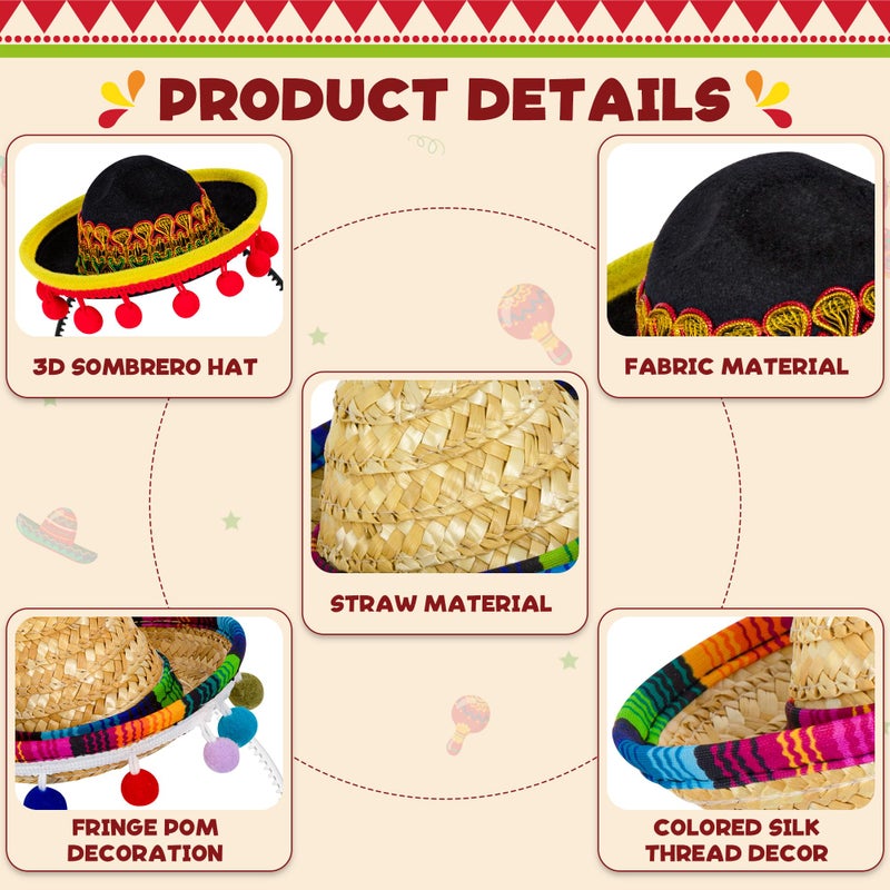 Melisheer Cinco De Mayo Mini Sombrero Headbands with Fiesta Party Costume Theme - Image 4